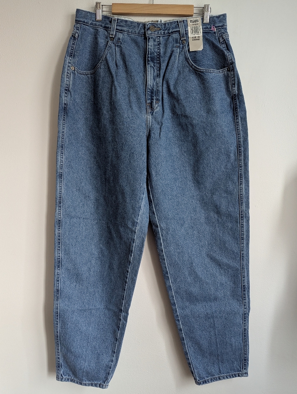 Deadstock Vintage 90s Brittania Baggy Fit High Waisted Classic Blue Jeans 18
